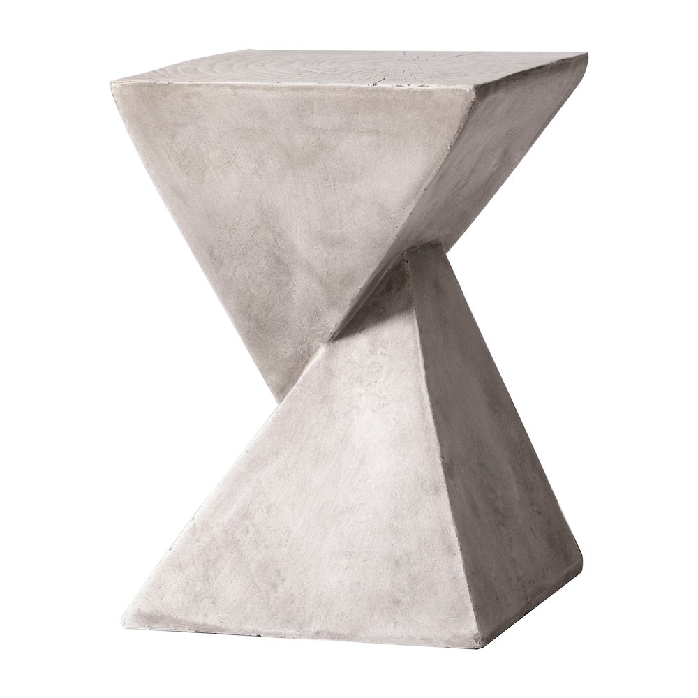 Glint Collection Fiberglass Outdoor Side Table in Marble White. Picture 26