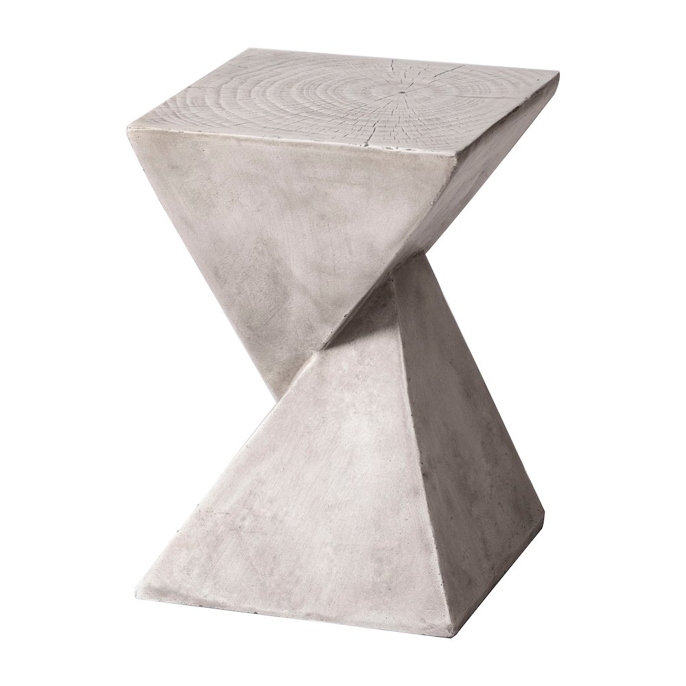 Glint Collection Fiberglass Outdoor Side Table in Marble White. Picture 27