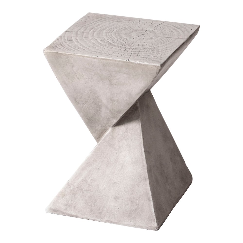 Glint Collection Fiberglass Outdoor Side Table in Marble White. Picture 28