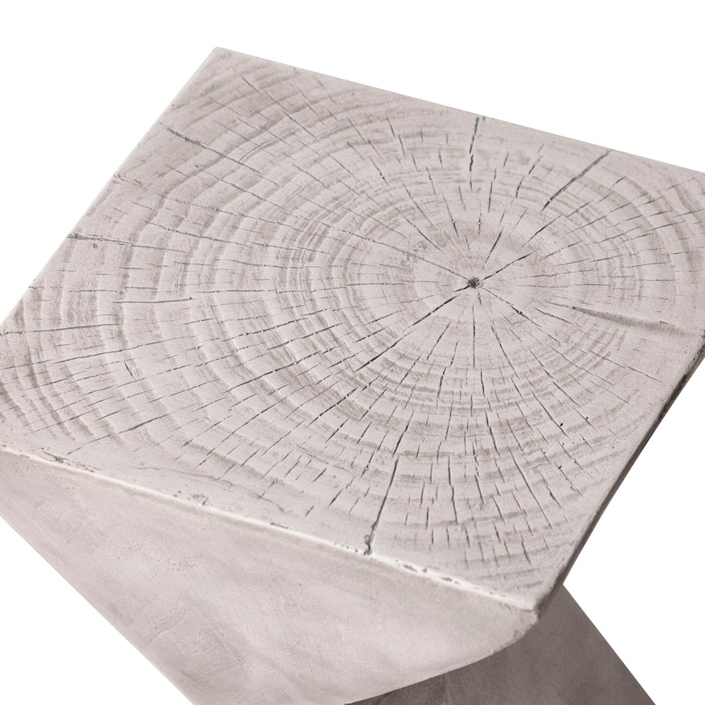 Glint Collection Fiberglass Outdoor Side Table in Marble White. Picture 30