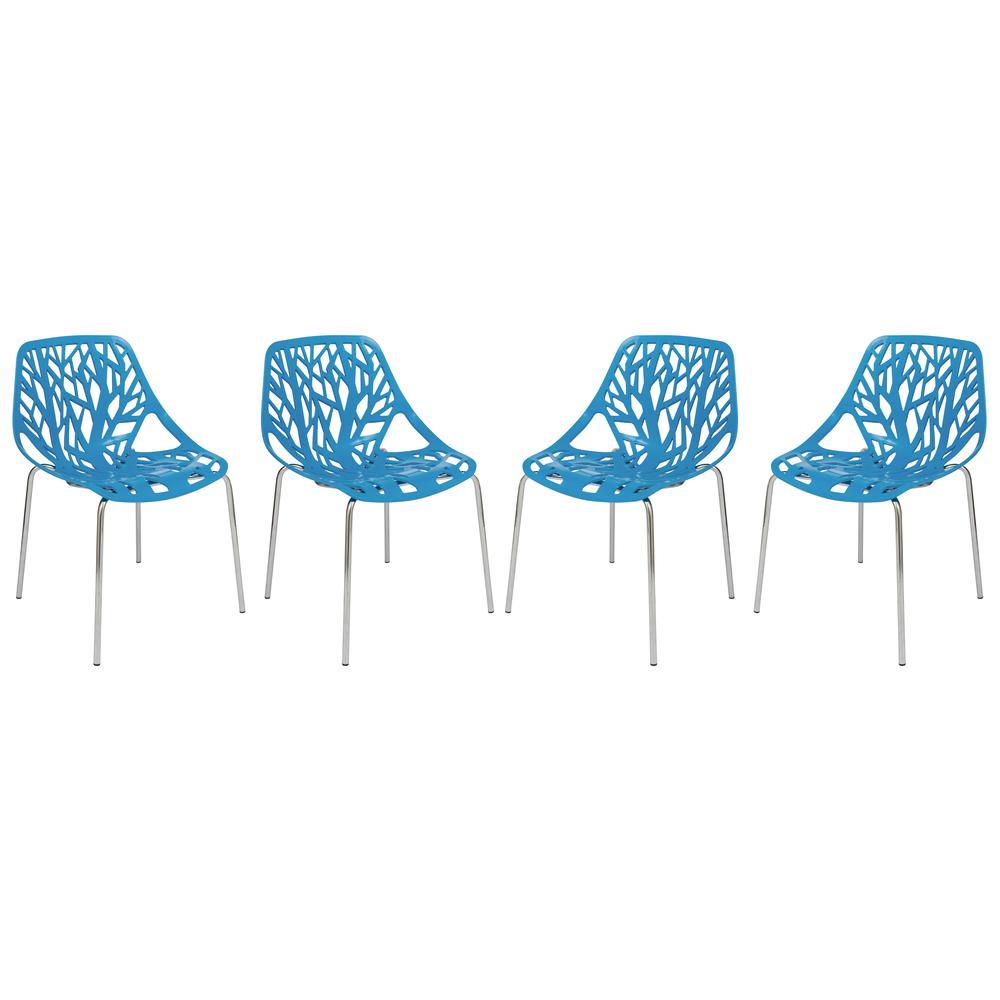 Modern Asbury Dining Chair w/ Chromed Legs, Set of 4. Picture 1