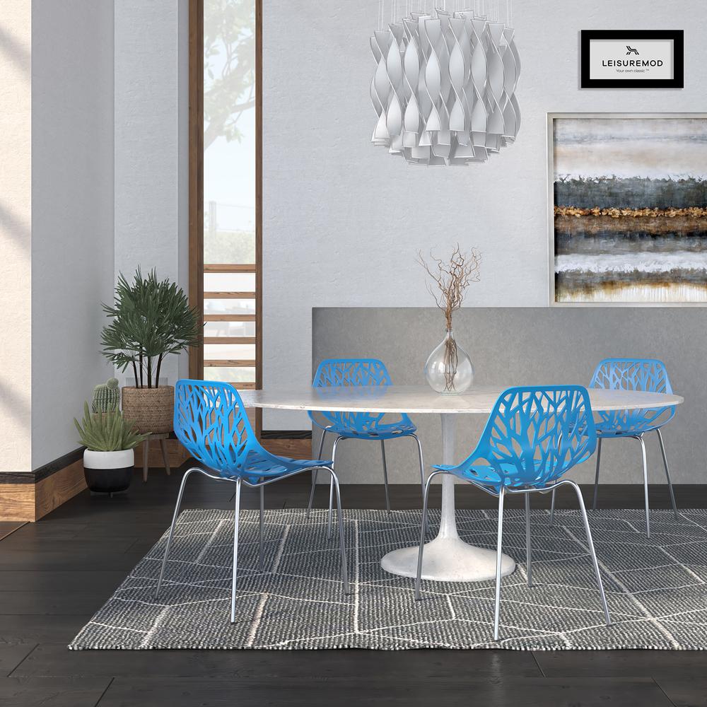 Modern Asbury Dining Chair w/ Chromed Legs, Set of 4. Picture 2