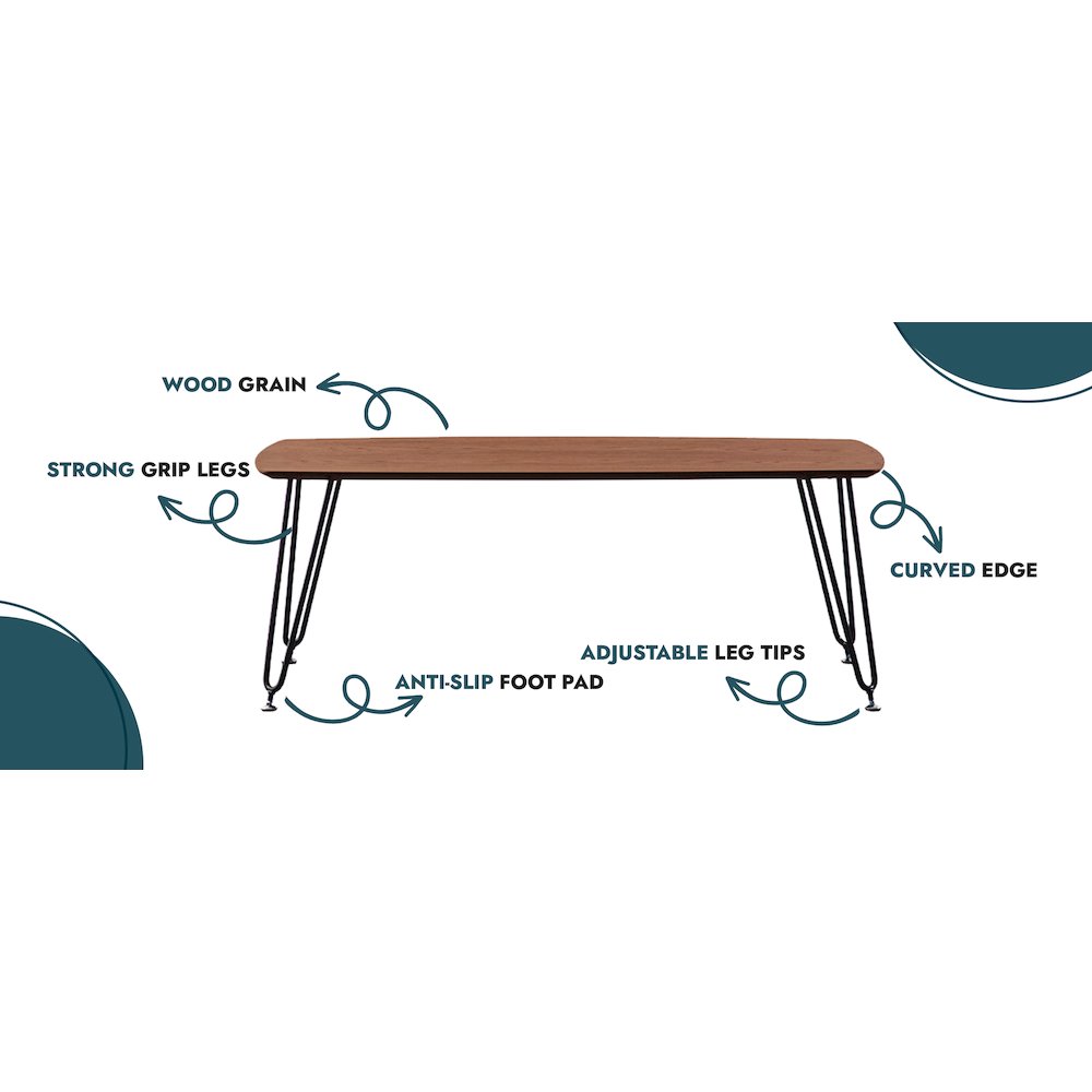 Elmwood Modern Wood Top Coffee Table With Iron Base. Picture 16