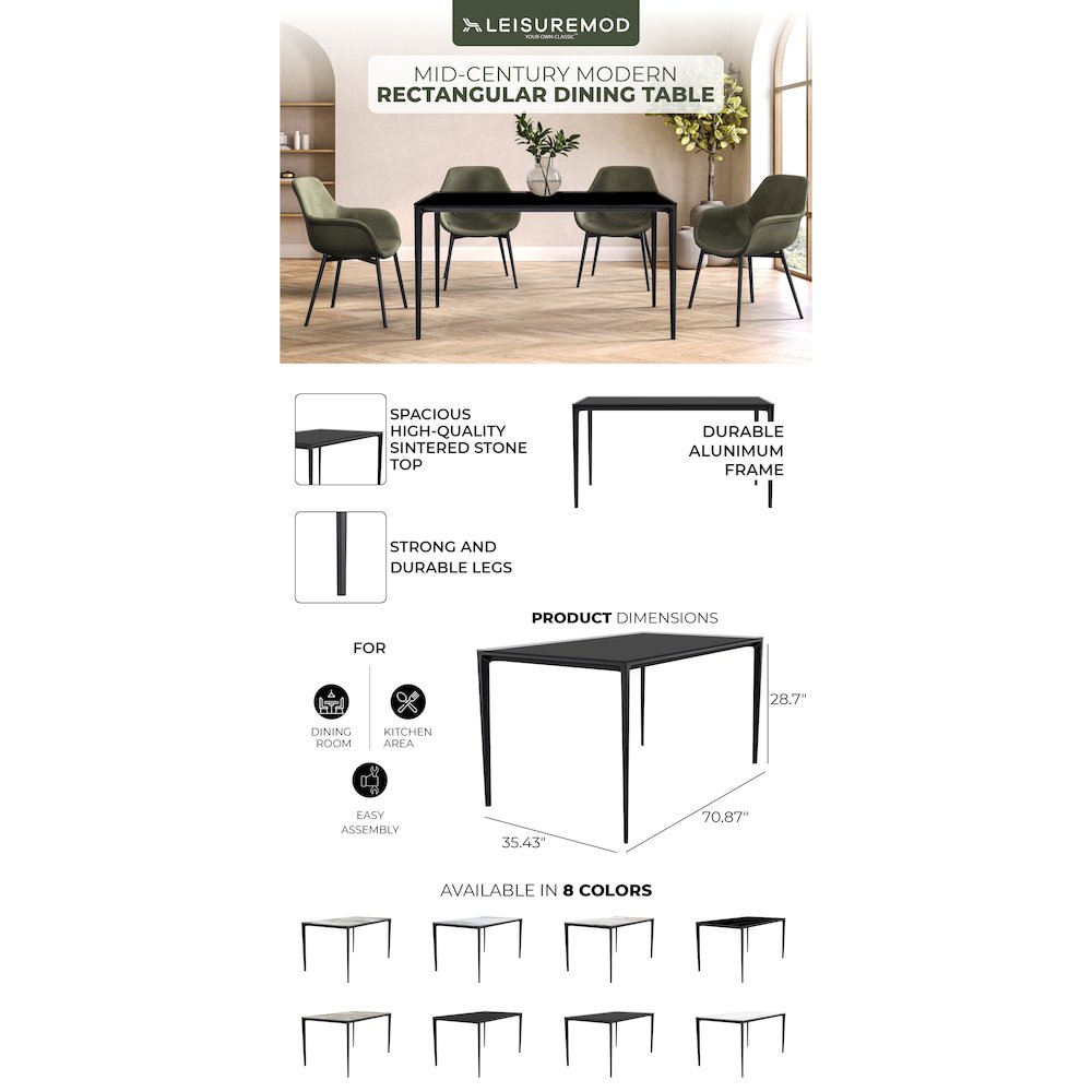 Avo Series Modern Dining Table Black Base, With 55 Clear Glass Top. Picture 40