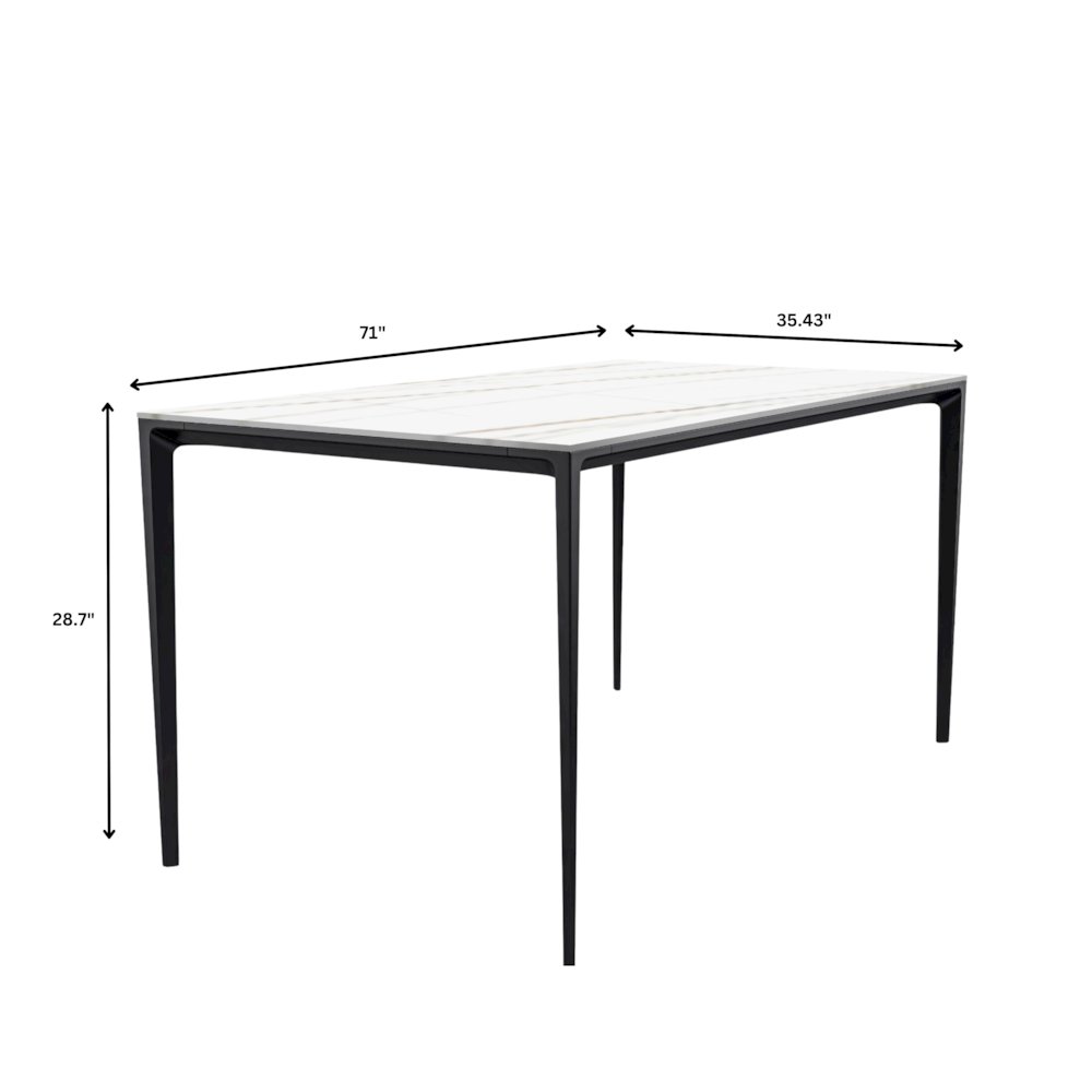 Avo Series Modern Dining Table Black Base, With 62 White/Gold Sintered Stone Top. Picture 31