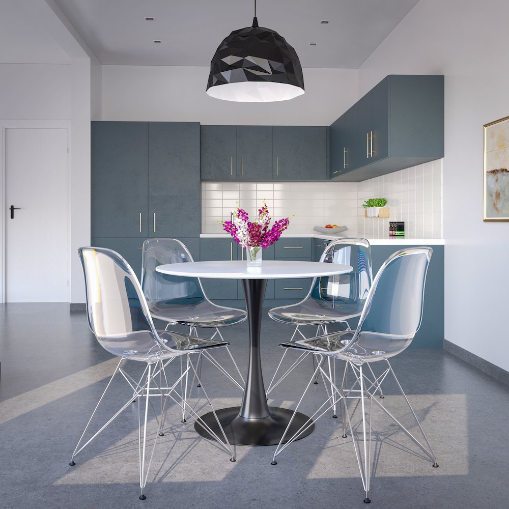 Bristol 35" round dining table Black base with marbled MDF top. Picture 31