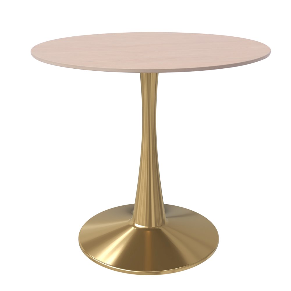 Bristol 35" round dining table Gold Base With Natural Wood Top. Picture 27