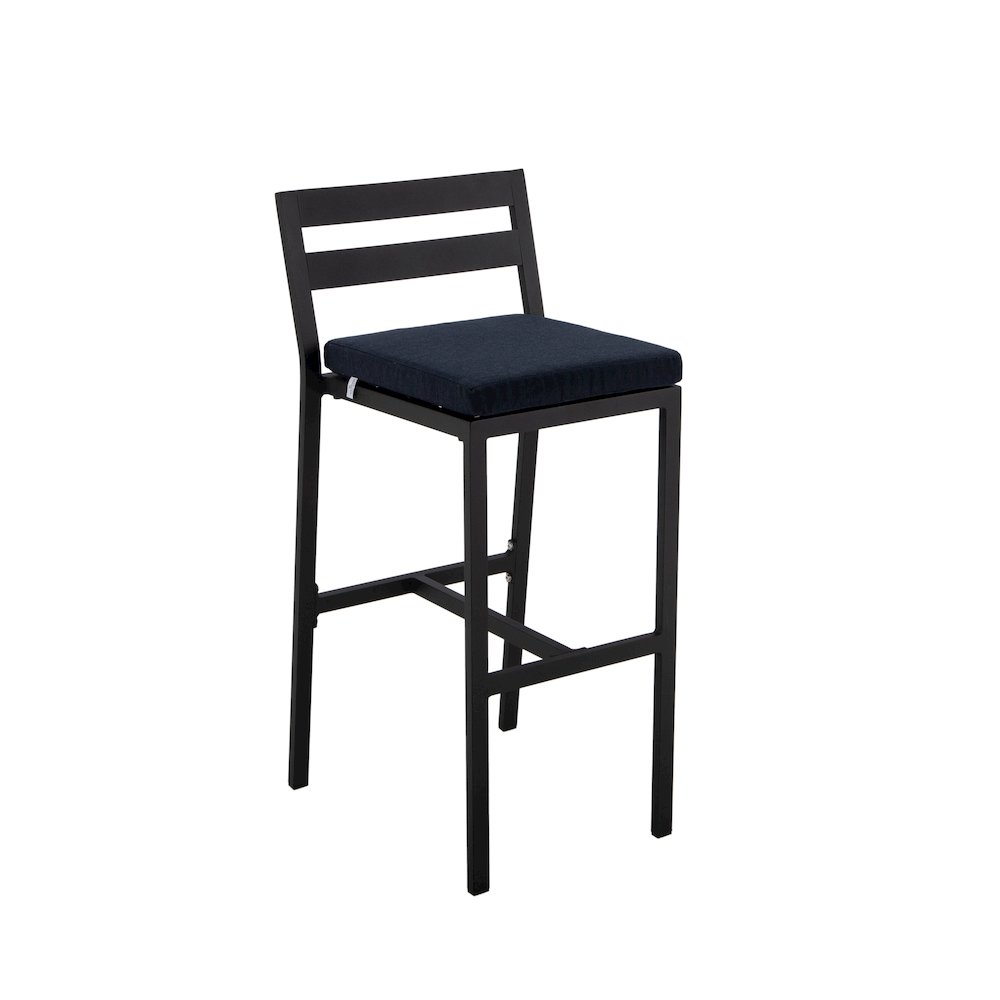 Chelsea Collection Modern Aluminum Chair in black with Blue Cushions - Set of 2. Picture 40