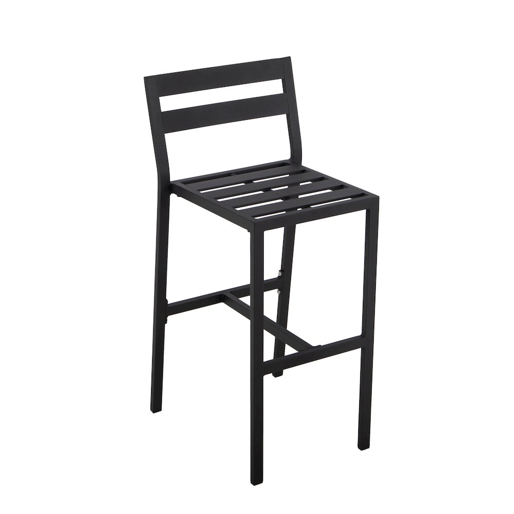 Chelsea Collection Modern Aluminum Chair in black with Blue Cushions - Set of 2. Picture 45
