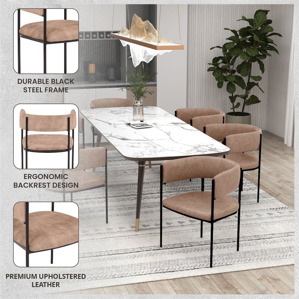 Cyril Collection Modern Chair in Light Brown Velvet Set of 2. Picture 29