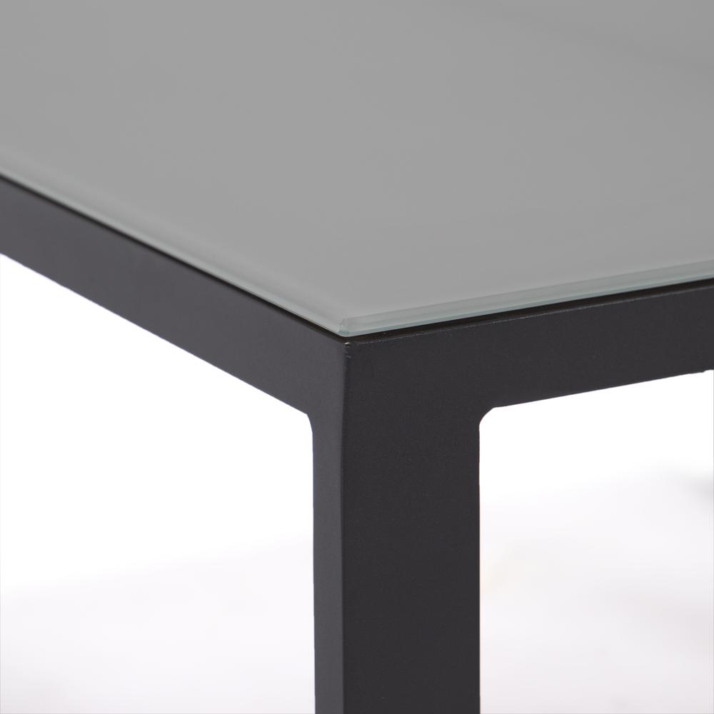 LeisureMod Chelsea Black Sectional With Adjustable Headrest & Coffee Table With Two Tone Cushions CSLBL-80OR-BU. Picture 7