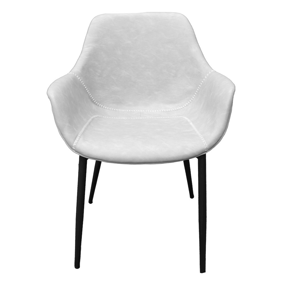 Markley Modern Leather Dining Arm Chair With Metal Legs. Picture 34