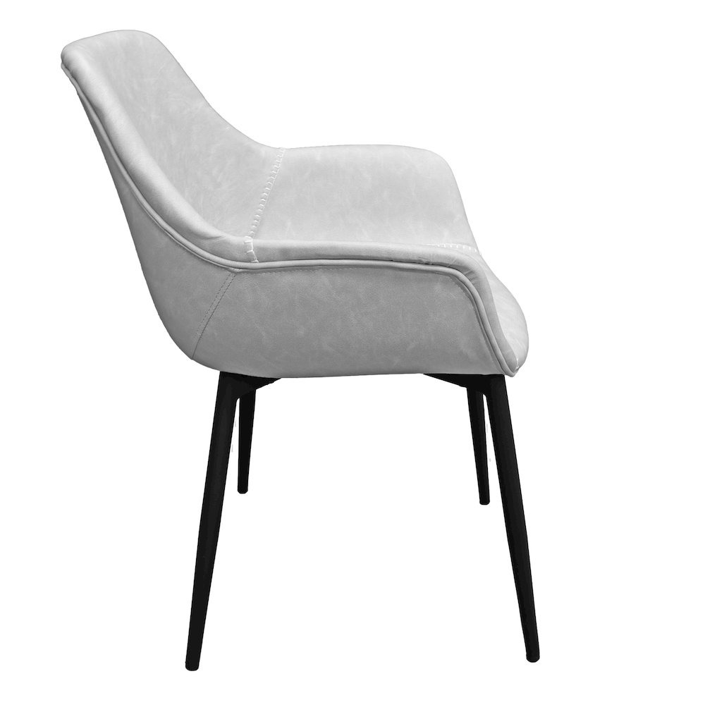 Markley Modern Leather Dining Arm Chair With Metal Legs. Picture 35