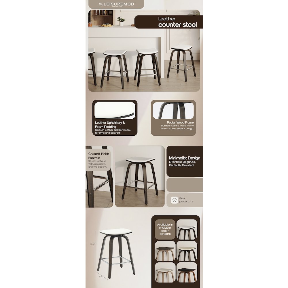 Wooden Counter Stool in White. Picture 20