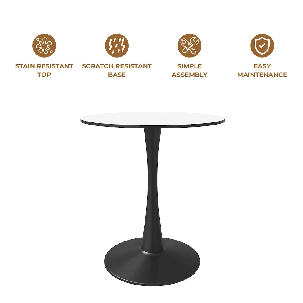 Leisyremod Bristol 27" Round Dining Table Black base with White top. Picture 46