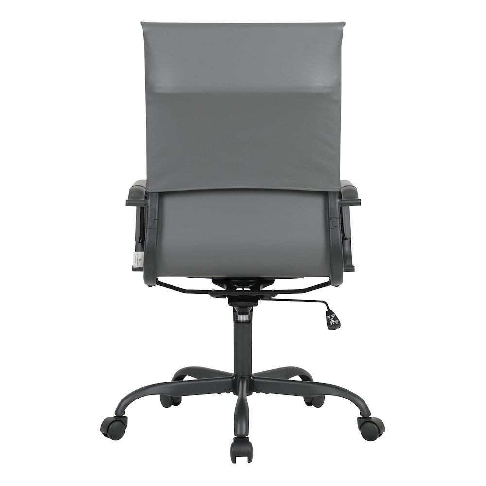 Harris Leather Home High-Back Office Chair in Grey With Black Frame. Picture 39