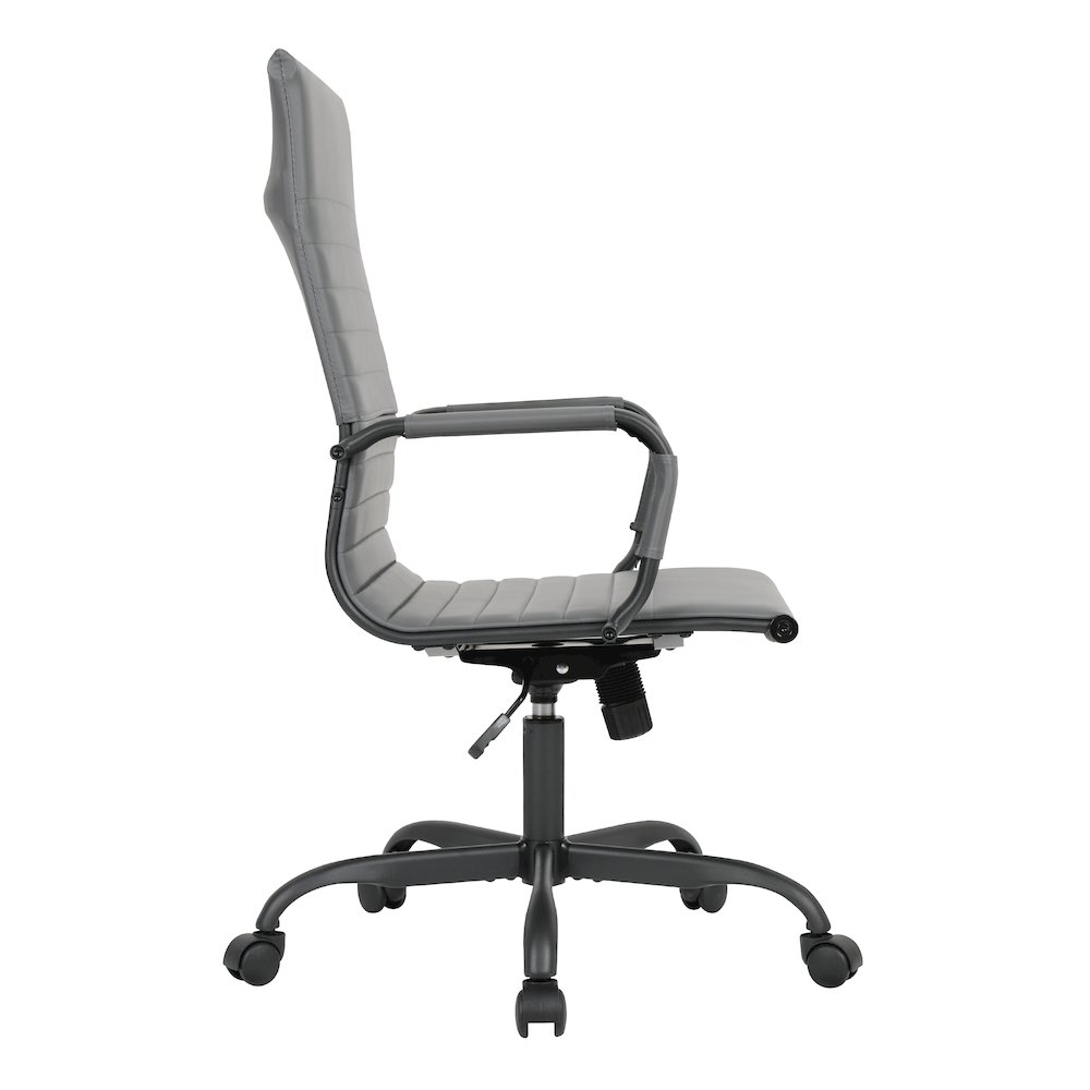 Harris Leather Home High-Back Office Chair in Grey With Black Frame. Picture 37