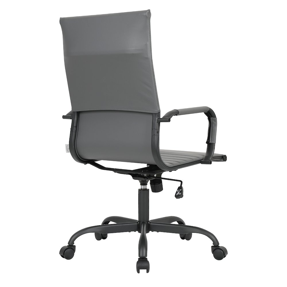 Harris Leather Home High-Back Office Chair in Grey With Black Frame. Picture 38