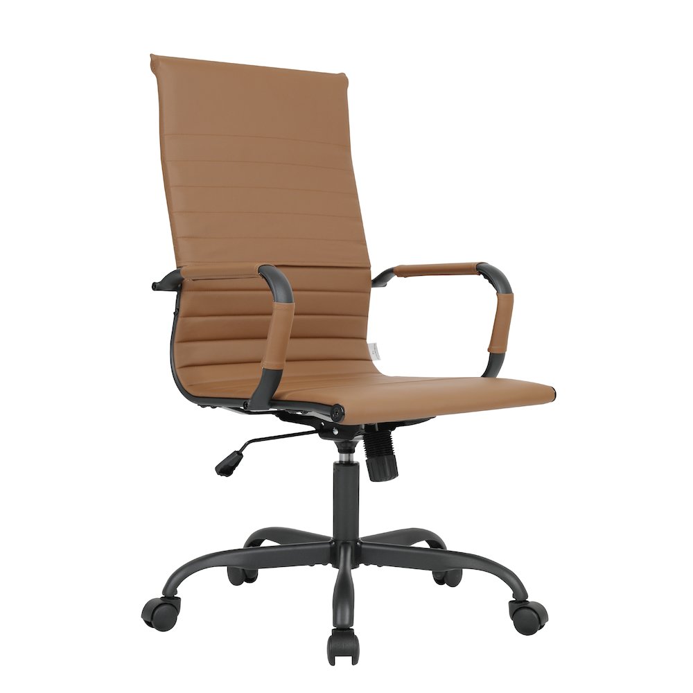 Harris Leather Home High-Back Office Chair in Light Brown With Black Frame. Picture 28