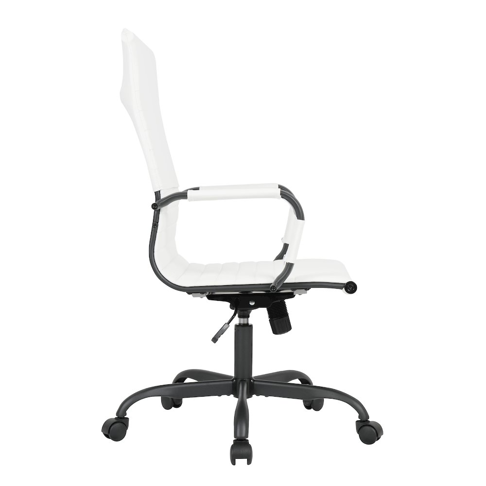 Harris Leather Home High-Back Office Chair in White With Black Frame. Picture 31