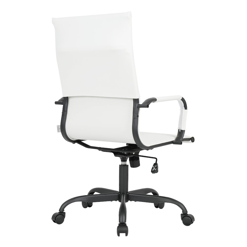 Harris Leather Home High-Back Office Chair in White With Black Frame. Picture 30