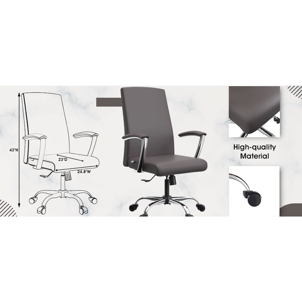 Evander Series Office Chair in Grey Leather. Picture 18