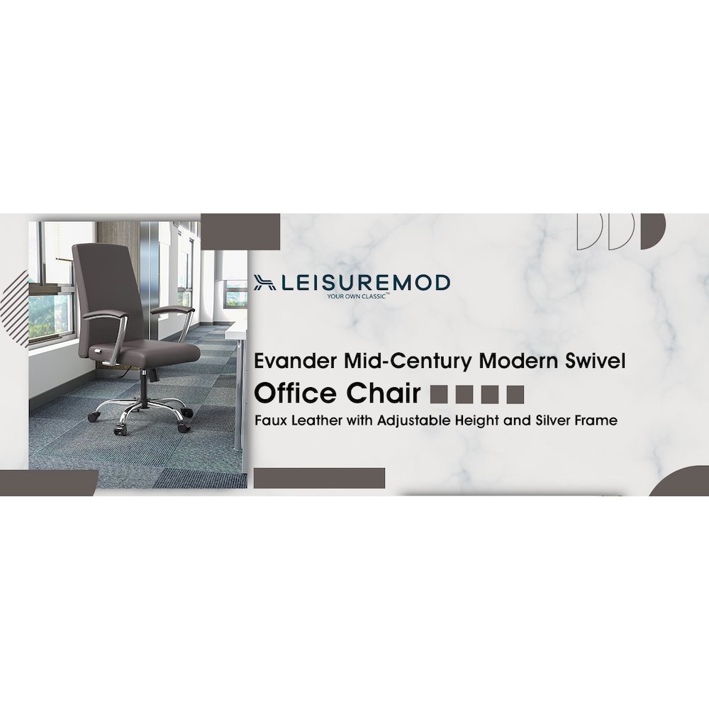 Evander Series Office Chair in Grey Leather. Picture 14