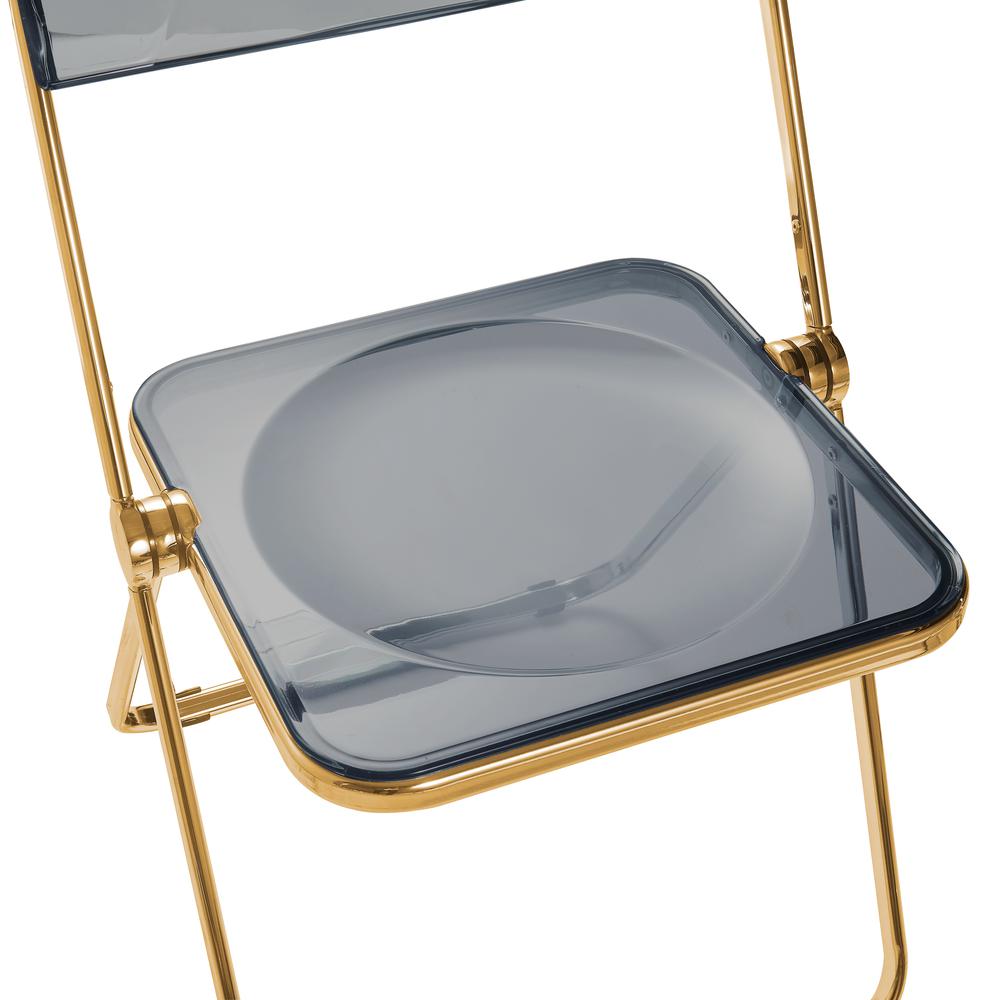 Lawrence Acrylic Folding Chair With Gold Metal Frame, Set of 2. Picture 9