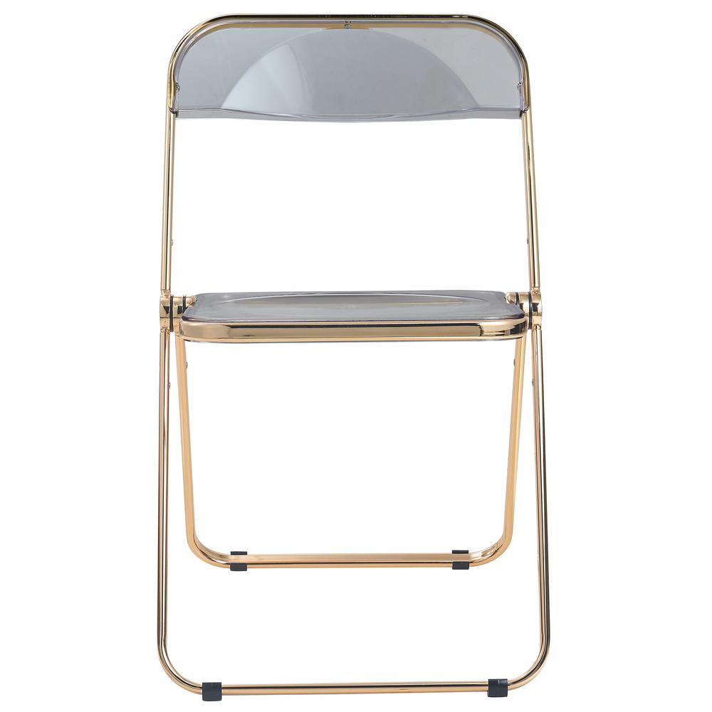 Lawrence Acrylic Folding Chair With Gold Metal Frame, Set of 4. Picture 5