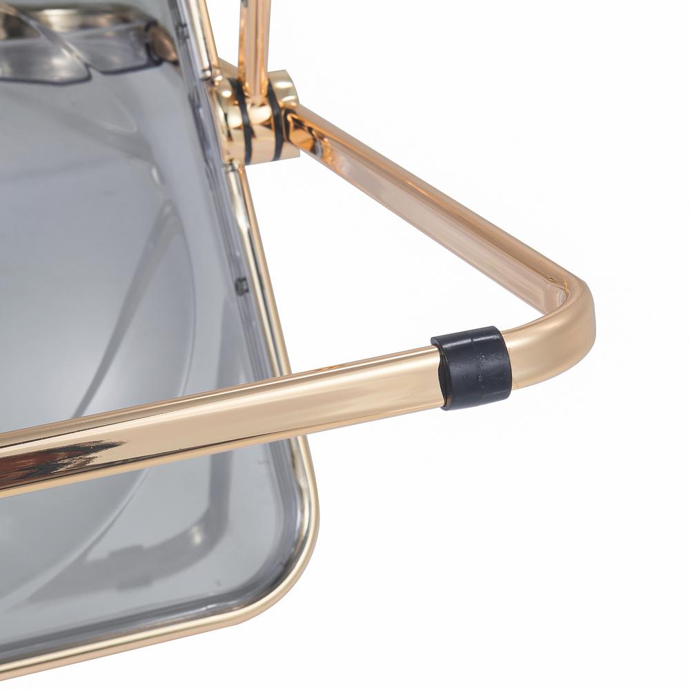 Lawrence Acrylic Folding Chair With Gold Metal Frame, Set of 4. Picture 11