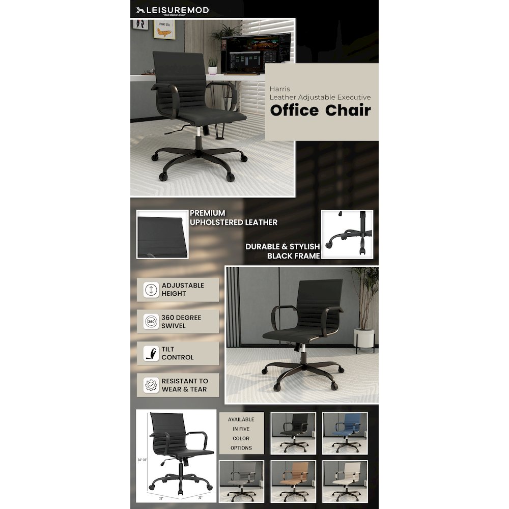 Harris Leather Home Office Chair With Black Frame in Black. Picture 23