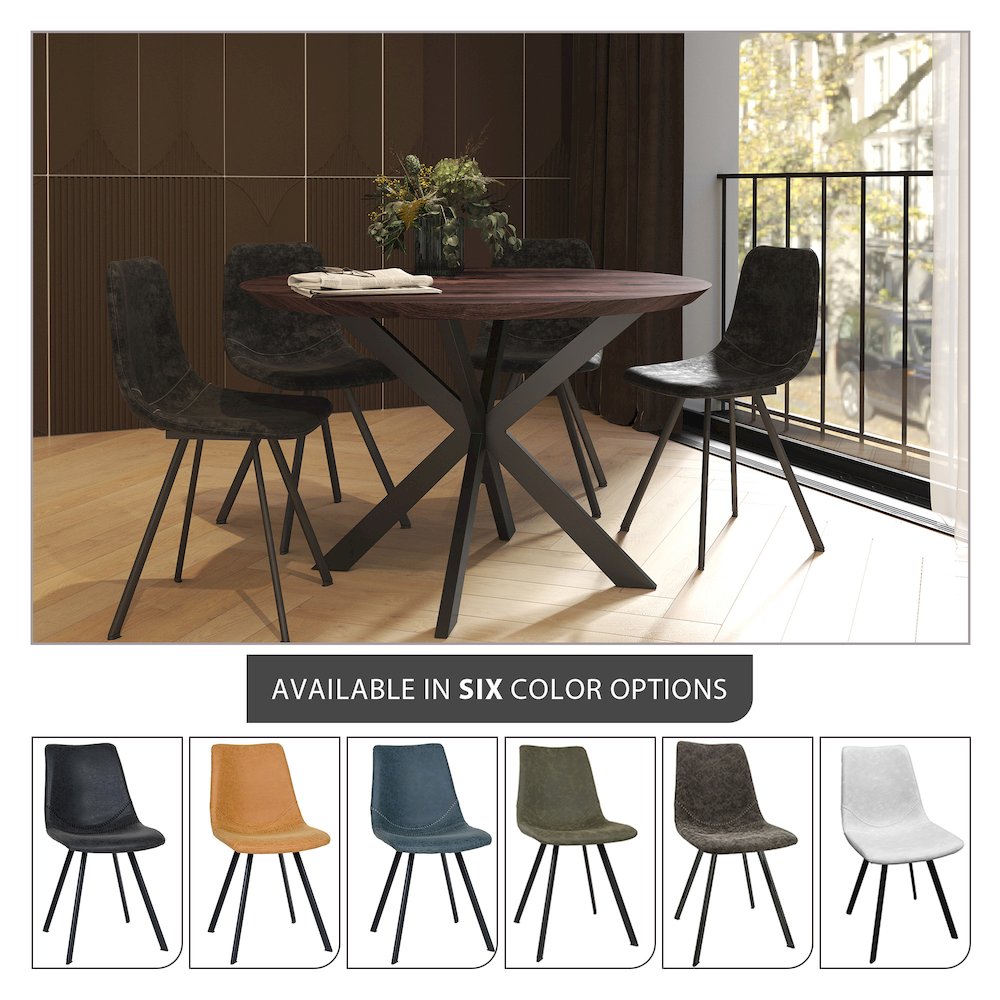 Markley Modern Leather Dining Chair With Metal Legs. Picture 44