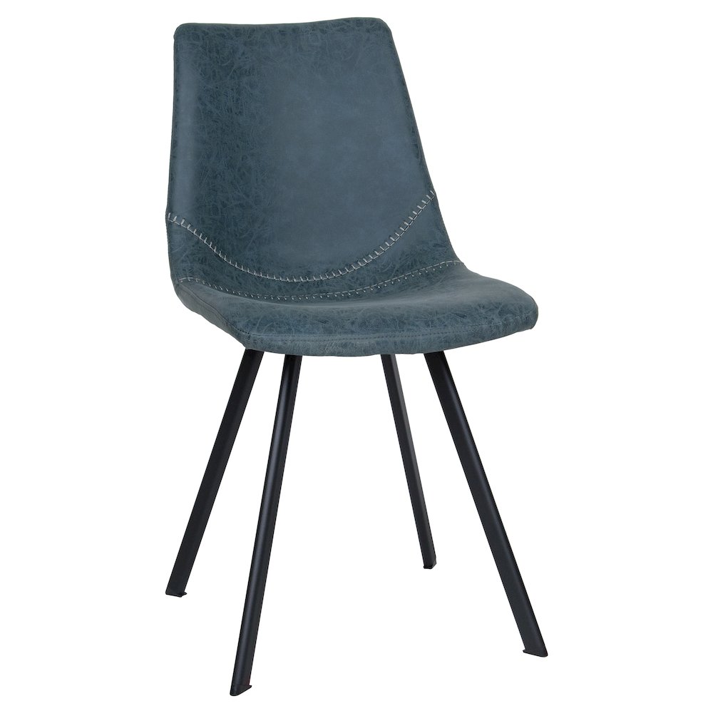 Markley Modern Leather Dining Chair With Metal Legs. Picture 1
