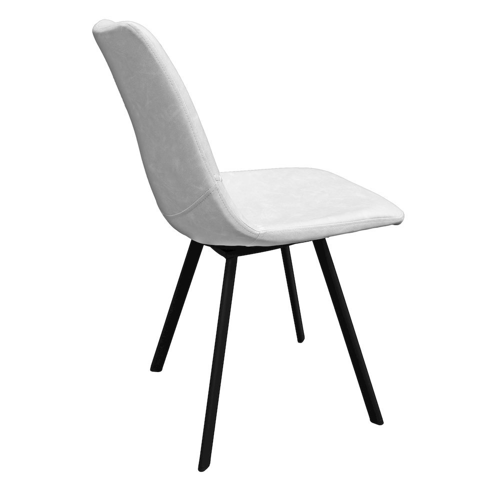Markley Modern Leather Dining Chair With Metal Legs Set of 2, Light Grey. Picture 16