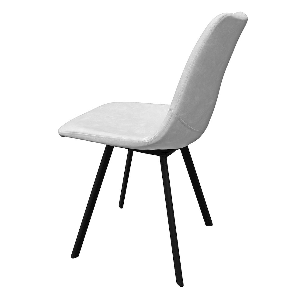 Markley Modern Leather Dining Chair With Metal Legs Set of 2, Light Grey. Picture 18