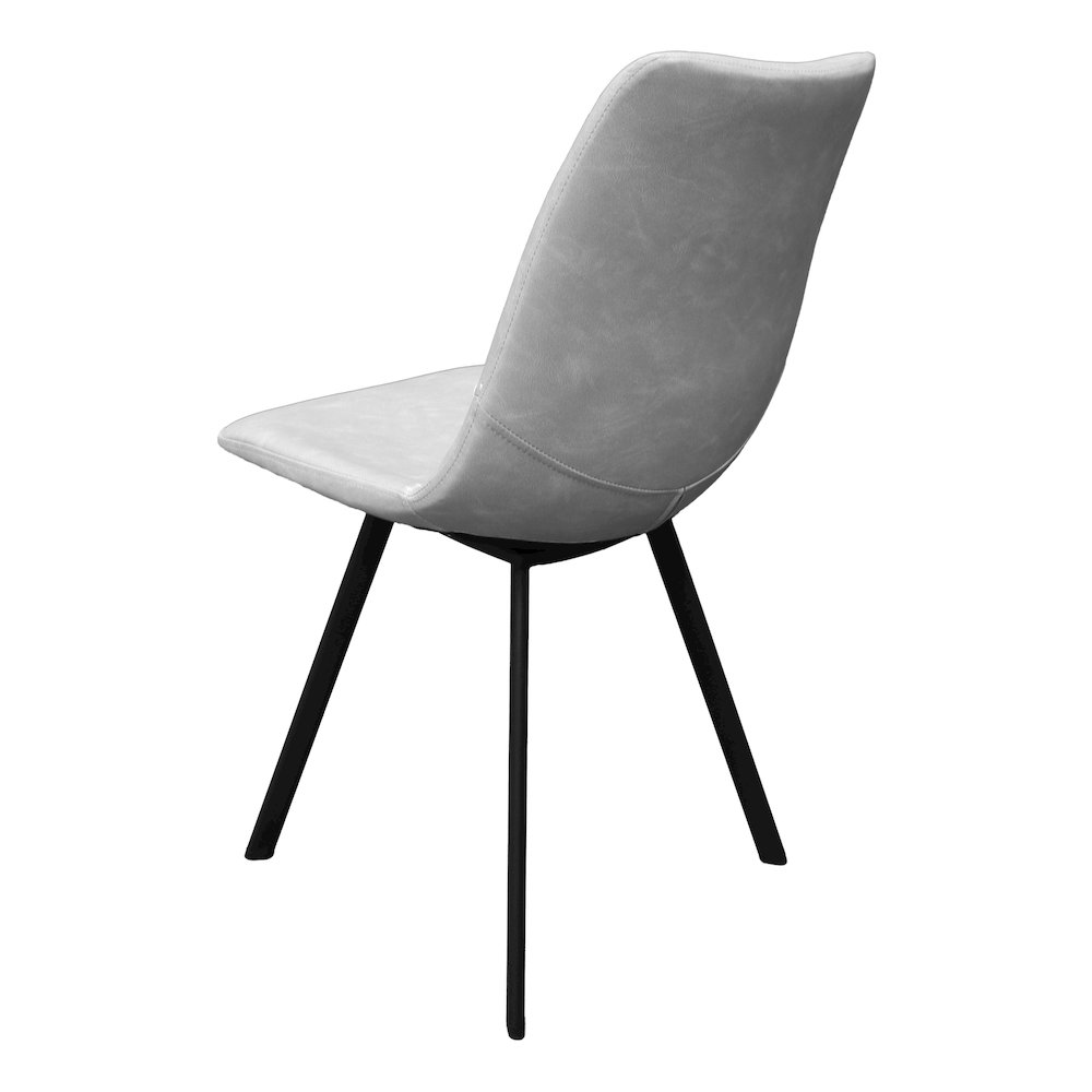 Markley Modern Leather Dining Chair With Metal Legs Set of 2, Light Grey. Picture 13