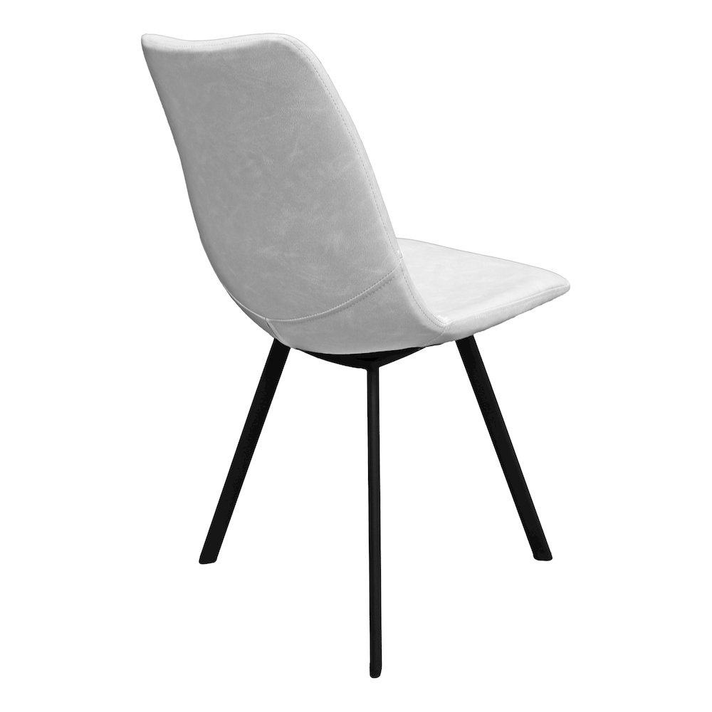 Markley Modern Leather Dining Chair With Metal Legs Set of 2, Light Grey. Picture 17