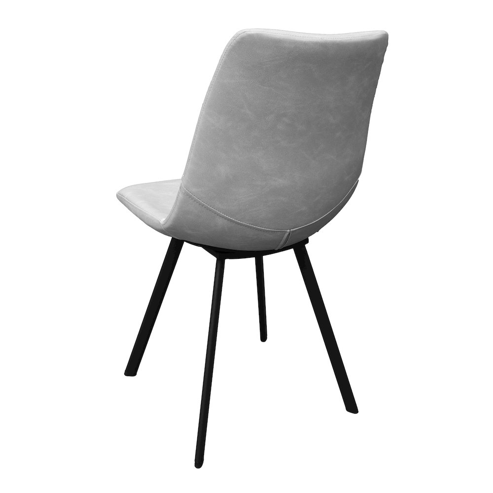 Markley Modern Leather Dining Chair With Metal Legs Set of 2, Light Grey. Picture 14