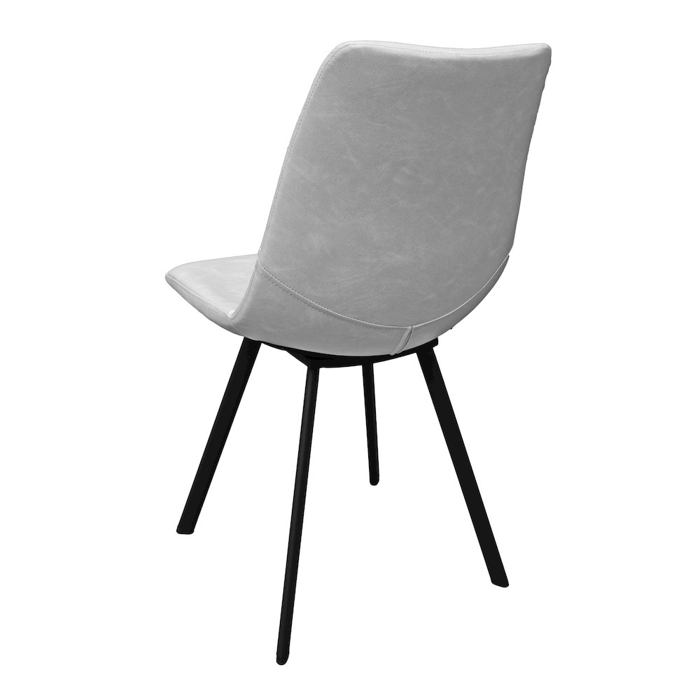 Markley Modern Leather Dining Chair With Metal Legs Set of 2, Light Grey. Picture 20