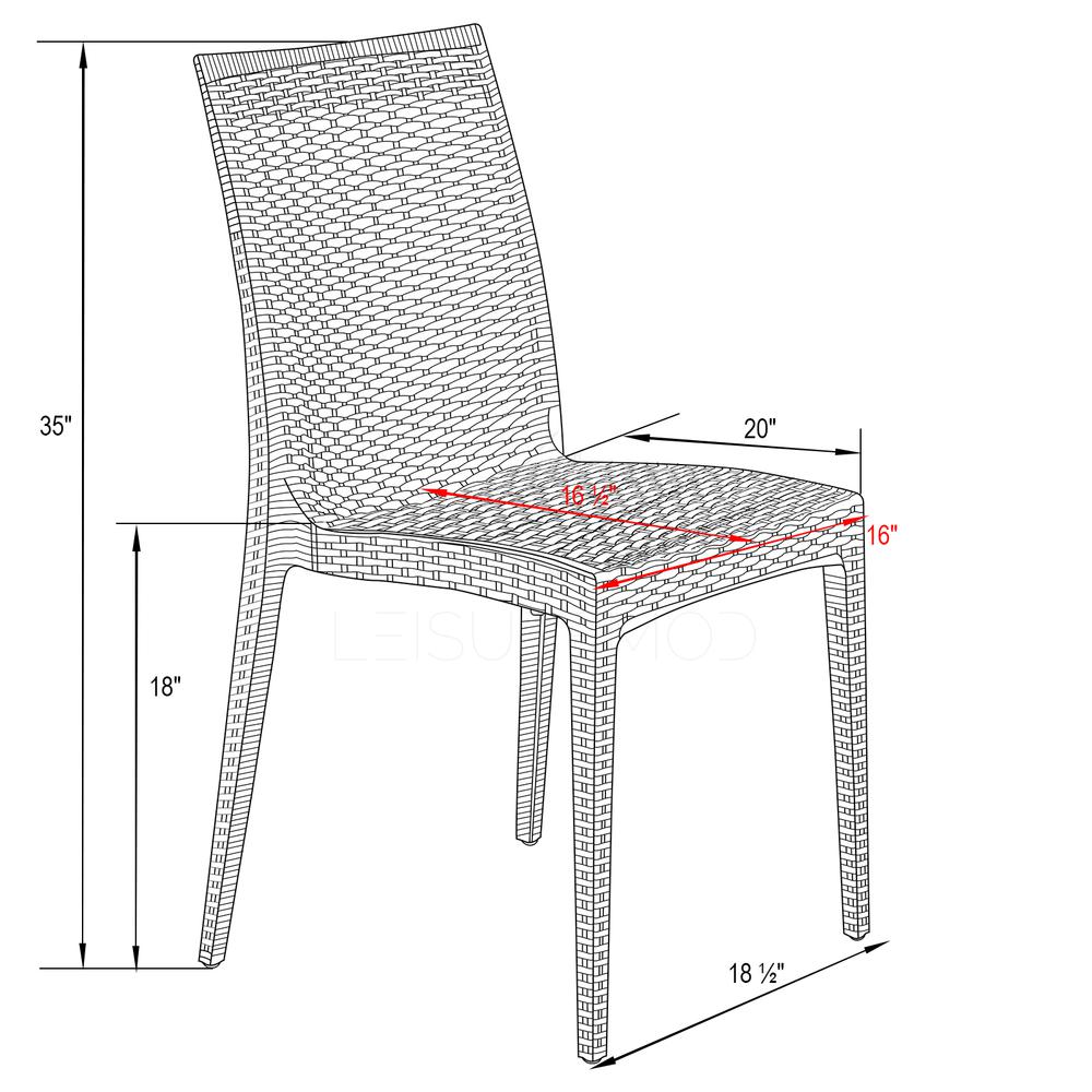Weave Mace Indoor/Outdoor Dining Chair (Armless), Set of 4. Picture 8