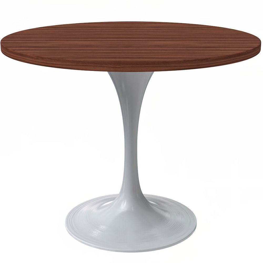 Verve Collection 36 Round Dining Table, White Base with Cognac Brown MDF Top. Picture 12