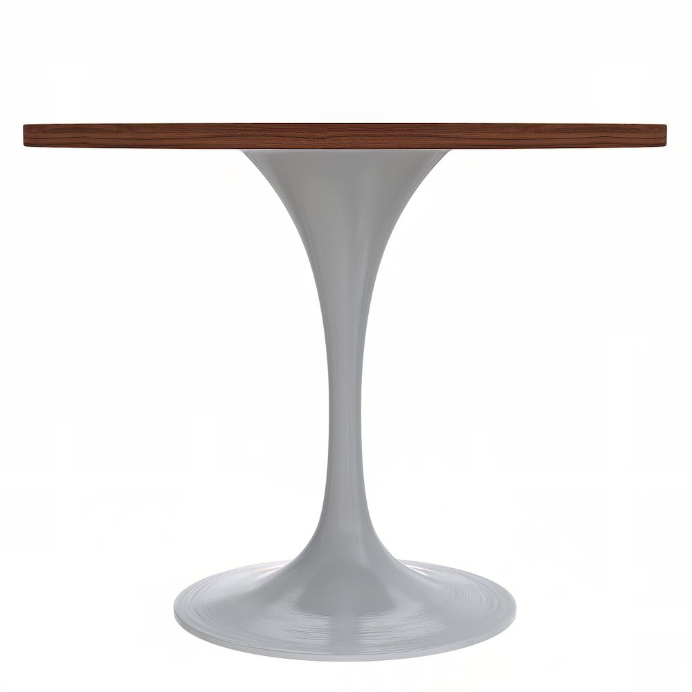 Verve Collection 36 Round Dining Table, White Base with Cognac Brown MDF Top. Picture 16