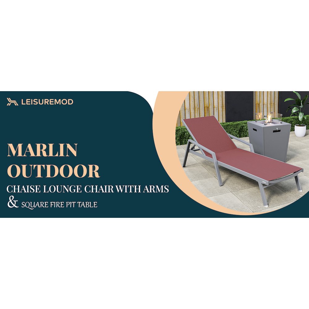 Marlin Modern Grey Aluminum Outdoor Patio Chaise Lounge Chair. Picture 34