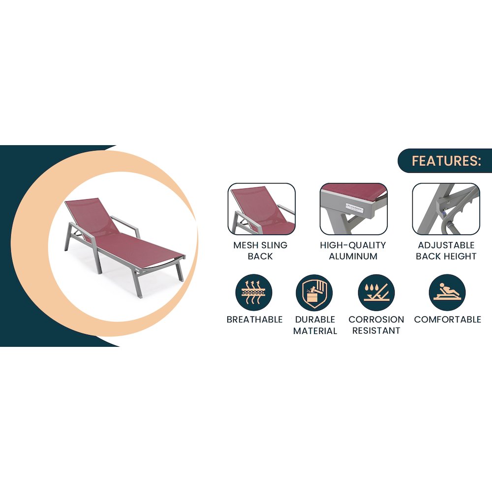 Marlin Modern Grey Aluminum Outdoor Patio Chaise Lounge Chair. Picture 29