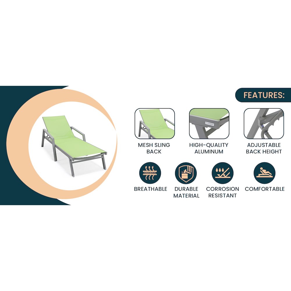 Marlin Modern Grey Aluminum Outdoor Patio Chaise Lounge Chair. Picture 32
