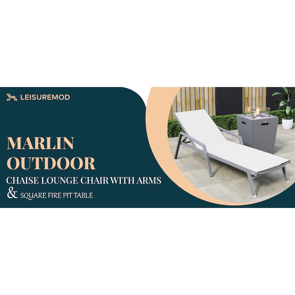 Marlin Modern Grey Aluminum Outdoor Patio Chaise Lounge Chair. Picture 34