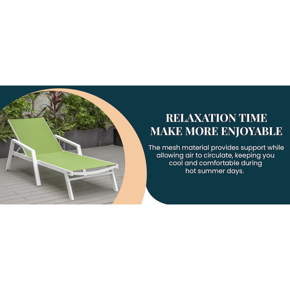 Marlin Modern White Aluminum Outdoor Patio Chaise Lounge Chair. Picture 33