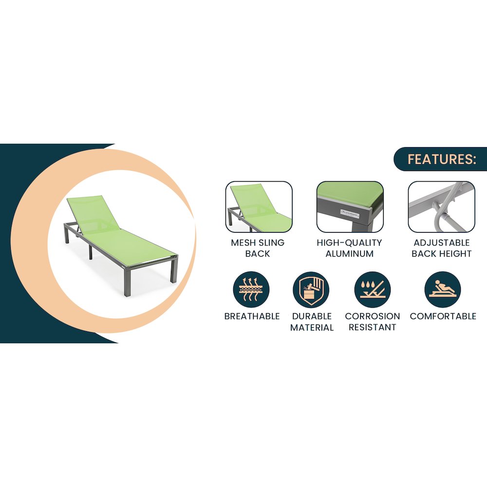 Marlin Modern Grey Aluminum Outdoor Patio Chaise Lounge Chair. Picture 33
