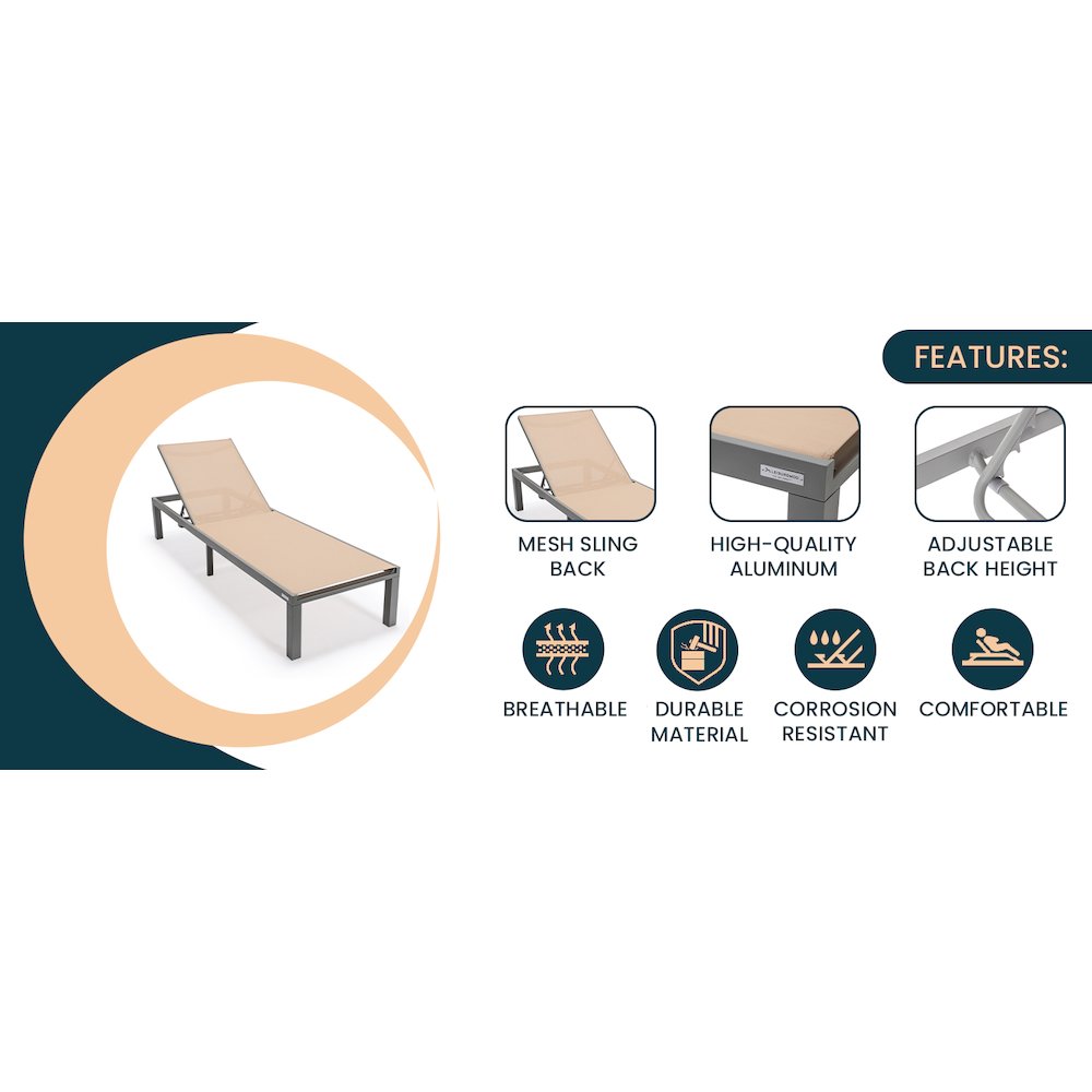 Marlin Modern Grey Aluminum Outdoor Patio Chaise Lounge Chair. Picture 29