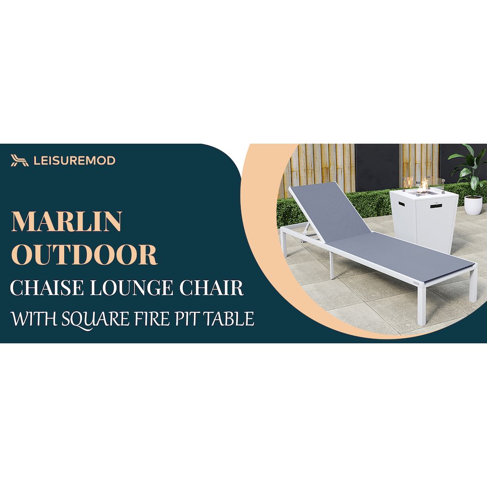 Marlin Modern White Aluminum Outdoor Patio Chaise Lounge Chair. Picture 33